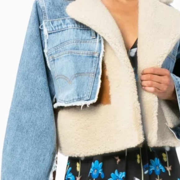 Pre-order Sale ⚠️🔜LONG SLEEVE FLEECE & DENIM PATCHWORK RELAX FIT JACKET - Picture 5 of 5